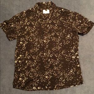 Topman White Splatter Short Sleeve Button Down